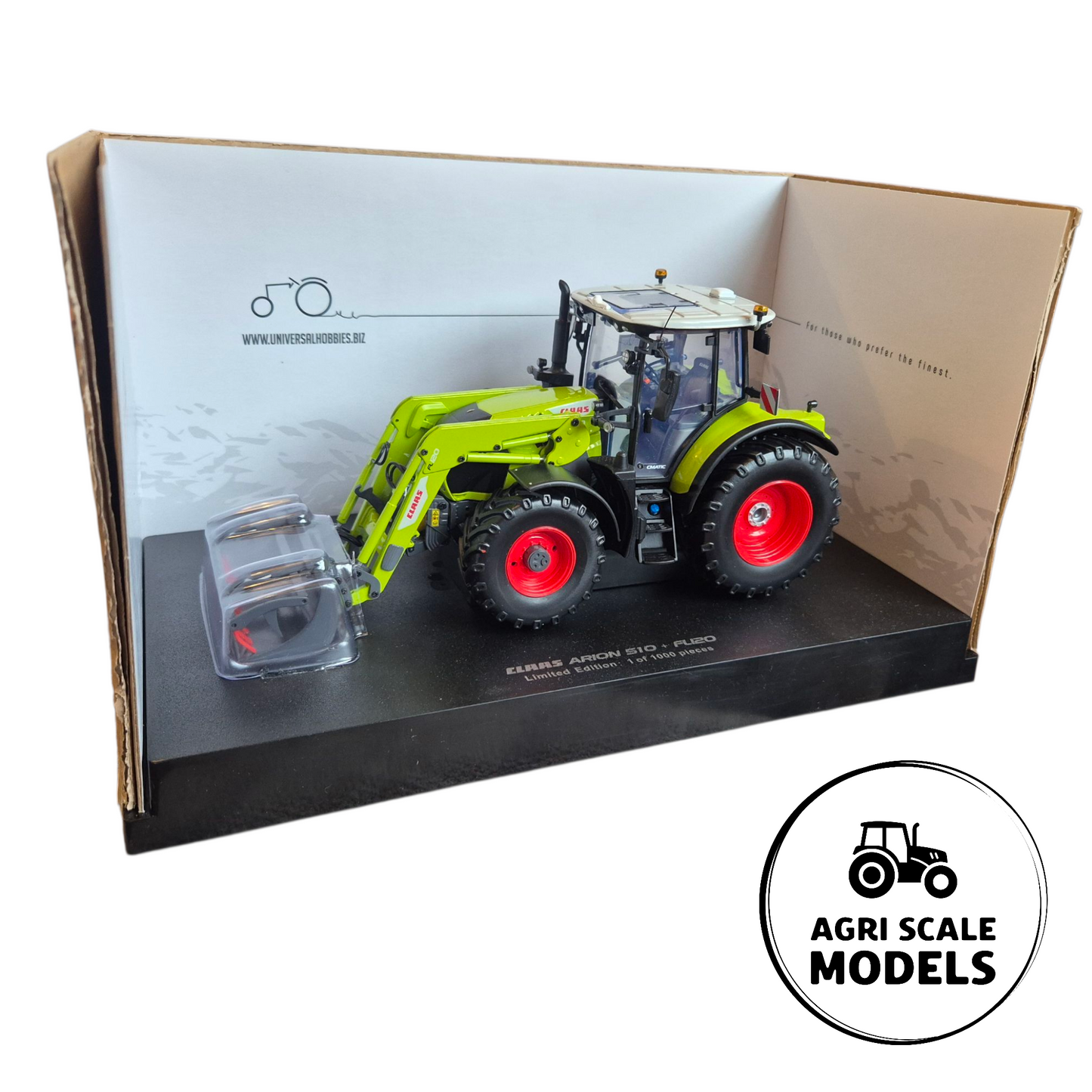 Claas Arion 510 with FL120 Front Loader – 1:32 Limited Edition Model by Universal Hobbies actual model out of box