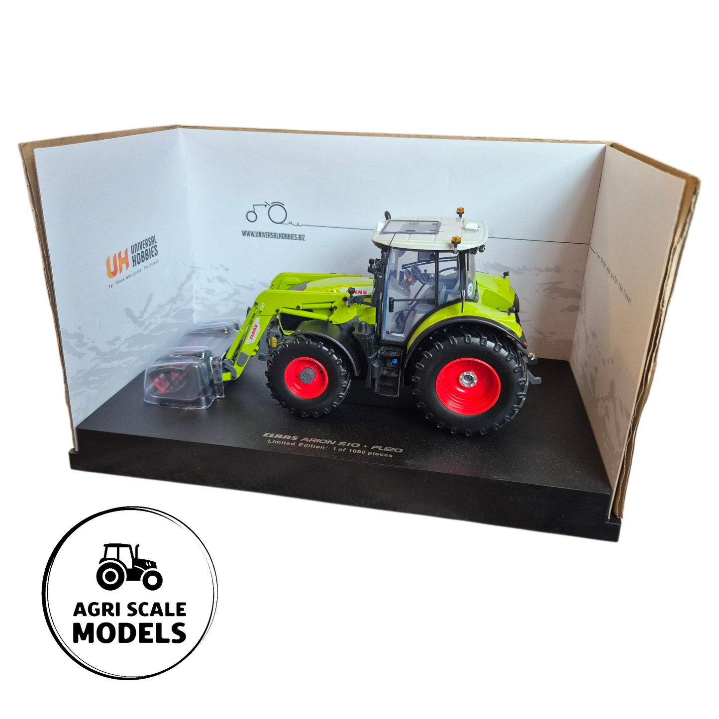 Claas Arion 510 with FL120 Front Loader – 1:32 Limited Edition Model by Universal Hobbies actual model out of box